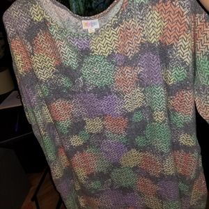 Lularoe Irma Top Tunic, size 3x, heathered bright hash mark pattern pre-owned